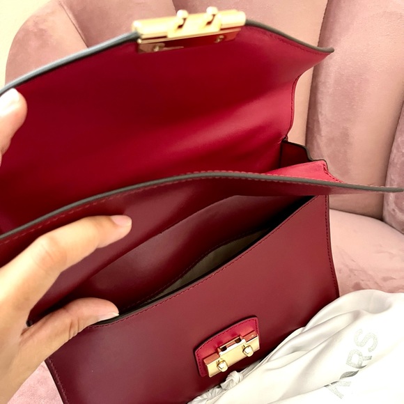 NWT Michael Kors Sloan Red/Wine Color Medium Top Handle Satchel with dust bag - Picture 13 of 15